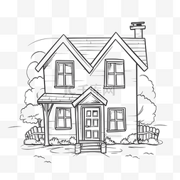 带烟囱的房子图片_带烟囱的老房子着色页 pdf 轮廓草