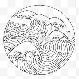 波浪线黑图片_在圆形轮廓草图中有许多波浪 向