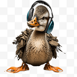 戴耳机动物图片_鸭子耳机嘻哈风格图片