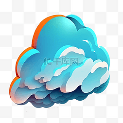 蓝色云团图片_云朵蓝色扁平插画风格云团