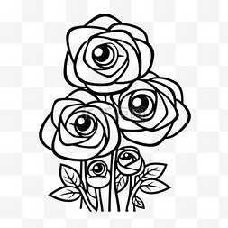 黑白素描玫瑰图片_带有线条和眼睛轮廓素描的玫瑰彩