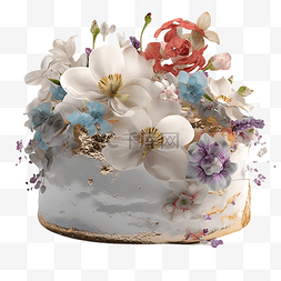 美食海报插画图片_蛋糕白色花朵