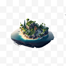 复活岛石像图片_海上的岛屿蓝色海洋25d模型游戏等