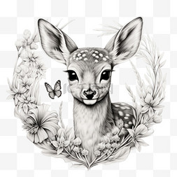 纹理可爱小鹿元素立体免抠图案