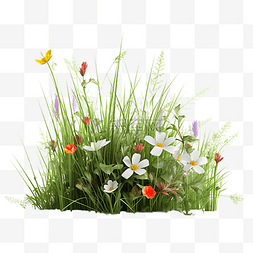 小绿叶装饰边框图片_草丛多种花朵