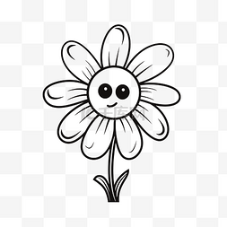 白花线条图片_一朵花的黑白剪贴画与眼睛轮廓素