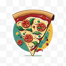 披萨意大利面图片_披萨美食快餐卡通创意贴纸logo