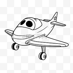 一架小飞机着色页轮廓草图的黑白