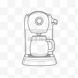 咖啡和书图片_轮廓形状素描中的咖啡机 向量