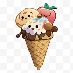 卡通蛋筒冰淇淋图片_夏天蛋筒冰淇淋图案