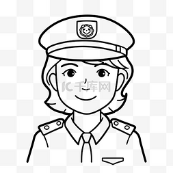 尖帽子图片_女警察素描简单轮廓图 向量
