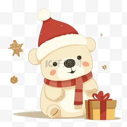 小熊帽图片_圣诞节小熊插画