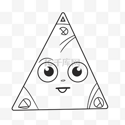 几何线条黑图片_带有眼睛轮廓素描的可爱形状三角
