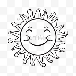 阳光黑白图片_太阳着色页与微笑免费矢量插图轮