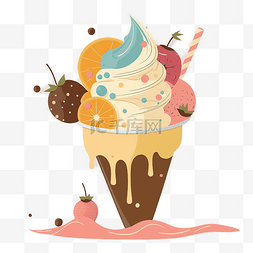 冰淇淋草莓味图片_夏季冰淇淋水果卡通