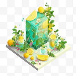 电子游戏插画图片_果汁绿色水果