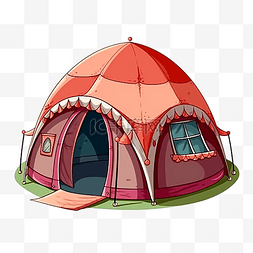 绿色配图图片_帐篷卡通漂亮的帐篷