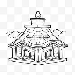 屋顶线条屋顶图片_在白色背景轮廓草图上绘制房屋 