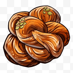 卡通营养早餐图片_面包辫子面包南瓜子图案