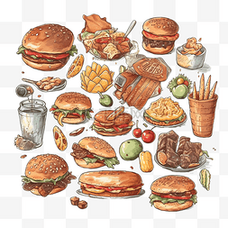 食物卡通汉堡快餐