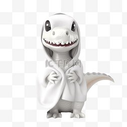 白色浴巾恐龙卡通可爱3d立体角色