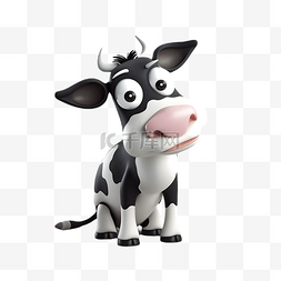 卡通牛头psd图片_奶牛动物卡通可爱立体3d模型