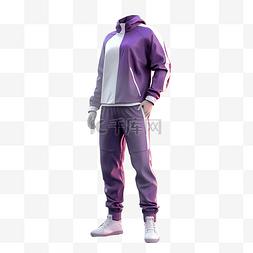 男士套装图片_运动服紫色套装