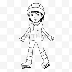 儿童溜冰鞋图片_着色滑板上的女孩在溜冰鞋轮廓素