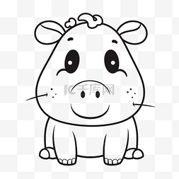 微笑的猪头图片_长着大眼睛和耳朵的可爱白猪轮廓