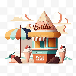 夏天海边冰淇淋店