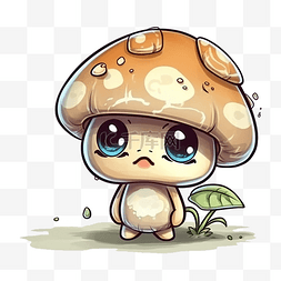 卡通蔬菜笑脸表情图片_蘑菇可爱表情插画