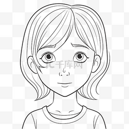 鼻子卡通动漫图片_动漫卡通轮廓素描中女孩的脸 向
