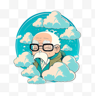 人物卡通白发老头老年人插画个人vip和企业vip免费下载下载png下载psd