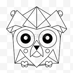 几何折线条图片_折纸猫头鹰与几何形状着色页轮廓