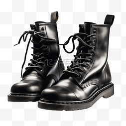 黑色马丁靴图片_皮鞋马丁靴黑色透明