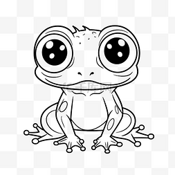 大眼睛的小青蛙着色页轮廓素描 