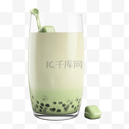一杯茶图案图片_奶茶绿色方块