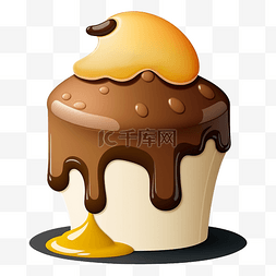 巧克力酱蛋糕图片_布丁可爱美味卡通巧克力酱图案