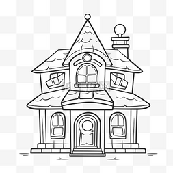 素描建筑设计图片_卡通房子着色页可打印轮廓素描 