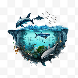 鲸鱼彩色图片_海洋日节约用水