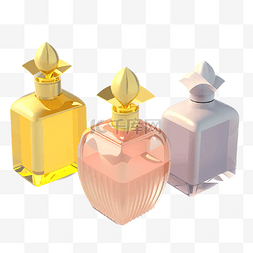 三瓶香水立体模型