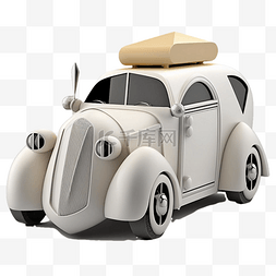 卡通车模型图片_3d白色表情卡通车立体