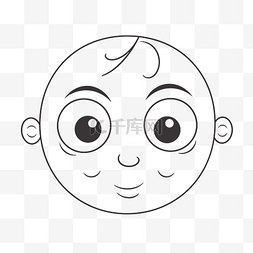 婴儿脸线描儿童画轮廓素描 向量