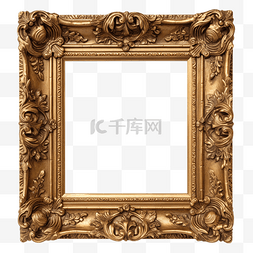 复古金色相框图片_木相框花纹照片透明