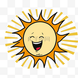 夏天阳光欢乐的太阳卡通风格