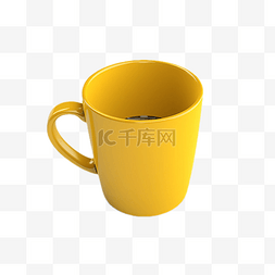 黄色纸杯图片_咖啡杯写实立体