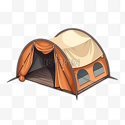 红舞台背景图片_帐篷野营带有小窗口