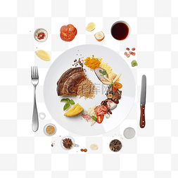 肉类食物插画图片_食物拼盘插图
