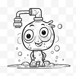 水泵水泵图片_水泵轮廓素描中的卡通人物 向量