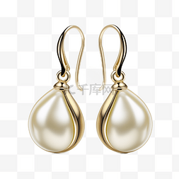 珍珠耳环金色白底透明
